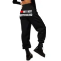 Women high-waisted loose sweatpants casual joggers with pockets comfortable activewear - S / Black