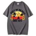 T-shirt à manches courtes en coton imprimé vintage Gulf of Mexico gris foncé variante. - S / Hauts / Gris foncé