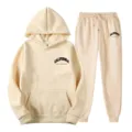 Beige womens two piece tracksuit featuring cozy hoodie and casual sweatpants variant - S / Top And Bottom / Khaki 1