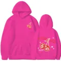 Sweat à capuche rose vif à manches longues avec imprimé graphique de cerises sur le devant - Rose rouge