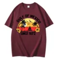 T-shirt graphique en coton bordeaux pour hommes et femmes avec imprimé rétro Golfe du Mexique. - S / Hauts / Bordeaux
