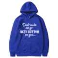 Damen lässiger königsblauer Langarm Kapuzenpullover mit weißem Buchstabenprint Alltag Top. - S / Saphirblau