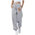 Pantaloni della tuta grigi da donna con simpatica stampa di scimmia, vestibilità comoda e tasche. - Taglia S / Pantaloni e gonne / Grigio