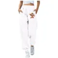 Pantaloni della tuta casual bianchi larghi con simpatica stampa di scimmia cordoncino - Taglia S / Pantaloni e gonne / Bianco