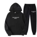 Schwarzer Kapuzenpullover und Jogginghose Trainingsanzug Set mit stilvollem Buchstaben-Druck. - S / Oberteil und Unterteil / Schwarz