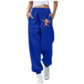 Pantaloni della tuta blu royal da donna, jogger sportivi vita alta con stampa di scimmia. - Taglia S / Pantaloni e gonne / Blu