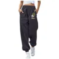 Pantaloni della tuta grigio scuro donna con stampa panda, jogger casual con tasche e coulisse. - Taglia S / Pantaloni e gonne / Grigio scuro