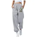 Pantaloni tuta grigi da donna con stampa panda, vestibilità comoda e tasche molto pratiche. - Taglia S / Pantaloni e gonne / Grigio chiaro