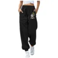Pantaloni della tuta neri con stampa panda, joggers comodi e larghi con tasche per donna. - Taglia S / Pantaloni e gonne / Nero
