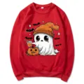 Sudadera Roja Cuello Redondo Estampado Fantasma Halloween Hombre Mujer Top Manga Larga - S / Tops / Rojo Eslogan