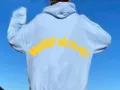 Sweat-shirt à capuche oversize bleu clair avec impression de lettres jaunes au dos - Bleu Clair 311