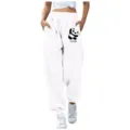 Pantaloni della tuta casual bianchi con stampa panda carina e comode tasche pratiche. - 43 / Taglia S
