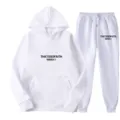 Ensemble sweat à capuche et pantalon de survêtement en molleton blanc pour femme imprimé. - S / Haut et Bas / Blanc