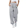 Comodi pantaloni della tuta grigi con simpatico panda stampato sulla tasca per uso quotidiano. - 46 / Taglia S