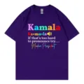 Casual paars katoenen T-shirt met korte mouwen en grappige tekstbedrukking voor dagelijks. - Paars 317