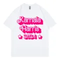 White cotton short sleeve t-shirt with pink graphic print, casual crewneck top for daily wear - XS / Tops / White 317