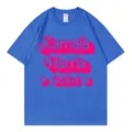 Classic blue short sleeve cotton t-shirt with retro print for men and women daily casual wear. - XS / Tops / Royal Blue 317