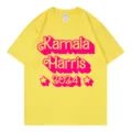 Yellow short sleeve cotton t-shirt with printed graphic text, casual O-neck top for daily wear. - Yellow 317