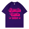 Purple short sleeve cotton t-shirt featuring 2024 election graphic print for men and women. - Purple 317