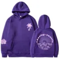 Felpa con Cappuccio Viola Donna Chasing Sunsets Stampa Palma Casual Manica Lunga Top - Taglia S / Top / Viola 312