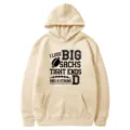 Men's American football graphic hoodie beige casual long sleeve hooded sweatshirt warm top - S / Beige