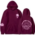 Felpa con cappuccio donna stampa grafica Chasing Sunsets casual manica lunga nuova - Taglia S / Top / Bordeaux