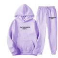 Ensemble sweat à capuche et pantalon en molleton violet pour femme avec impression. - S / Haut et Bas / Violet Clair