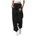Pantaloni della tuta neri casual da donna con stampa di scimmia carina e comodo cordoncino. - Taglia S / Pantaloni e gonne / Nero