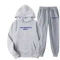 Ensemble de survêtement sweat à capuche et pantalon molletonné pour femme avec imprimé. - S / Haut et Bas / Gris Clair + Pantalon Gris Clair 1