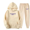 Ensemble sweat à capuche en molleton beige et pantalon de survêtement pour femme, imprimé. - S / Haut et Bas / 2 Haut Kaki + Pantalon Kaki