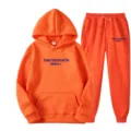 Ensemble de survêtement orange en molleton pour femme avec sweat à capuche et lettres. - S / Haut et Bas / Orange