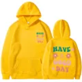 Sweat à capuche jaune avec imprimé Have A Good Day, sweat-shirt casual manches longues. - Jaune