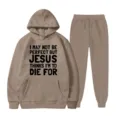 Tuta sportiva con cappuccio in felpa da uomo e donna felpa con stampa di lettere casual - Taglia S / Top E Pantaloni / Kaki