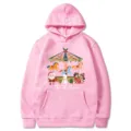 Nuova felpa con cappuccio rosa da uomo e donna per Natale, con simpatica stampa di giostra festiva. - Taglia S / Rosa