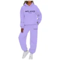 Women casual light purple hooded sweatshirt and matching sweatpants tracksuit set. - S / Lavender