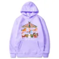 Felpa con cappuccio grafica giostra di Natale viola chiaro, vista frontale pullover - Lavanda