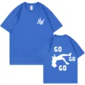 Maglietta blu a maniche corte per uomo e donna, top in cotone ampio e casual con stampa - XS / Blu Reale 317