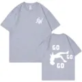 Maglietta grigia casual a maniche corte per uomo e donna con stampa grafica e lettere. - XS / Top / Grigio 317