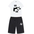 2024 Estate Uomo Casual T-Shirt Manica Corta E Pantaloncini Set Vestito Moda Top. - Taglia M / Top e Pantaloni / Top Bianco Con Pantaloni Neri