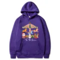 Felpa con cappuccio a maniche lunghe stampata con giostra di Natale viola donna uomo calda - Viola