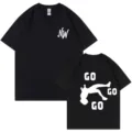 Maglietta nera classica a maniche corte con grafica trendy e lettere per un look casual quotidiano. - XS / Nero 317