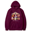 Felpa con cappuccio grafica natalizia bordeaux da uomo e donna, maglione a maniche lunghe. - Borgogna