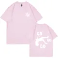 Maglietta a maniche corte stampata rosa, variante casual ampia con logo NW davanti e GO dietro. - XS / Top / Rosa 317
