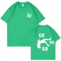 Maglietta unisex casual a maniche corte verde brillante con stampa grafica sul davanti e sul retro. - XS / Top / Verde 317