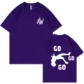 Maglietta viola a maniche corte larga con stampa di lettere, top casual taglia comoda per unisex - XS / Top / Viola 317