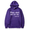 Sweat à capuche violet avec imprimé slogan, sweat-shirt confortable à manches longues. - S / Hauts / Violet