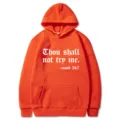 Sweat à capuche unisexe orange avec inscription tendance sur le devant, manches longues. - S / Hauts / Orange