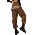 Women's High Waisted Loose Sweatpants Casual Joggers Cute Letter Printed Pants! - S / Brown 2