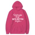 Heißer rosa Kapuzenpullover mit Beth Dutton Buchstaben Druck, lässiges Damen Oberteil Variante. - Fuchsia / S