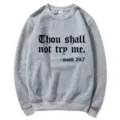 Sweat-shirt gris col rond pour hommes et femmes avec imprimé slogan, haut streetwear. - S / Hauts / Gris clair